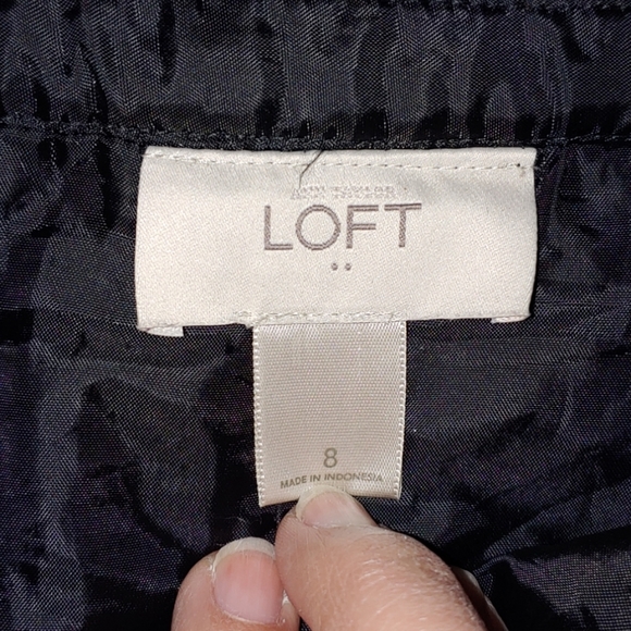 LOFT Side-Zip Tweed Aqua, Black, and White Plaid Skirt, Size 8 - Picture 5 of 9